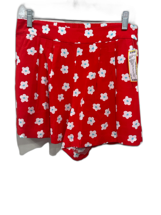 Crosby Size M Red, White, Blue Rayon Elastic Waist Floral Print Pleated Shorts Red, White, Blue / M