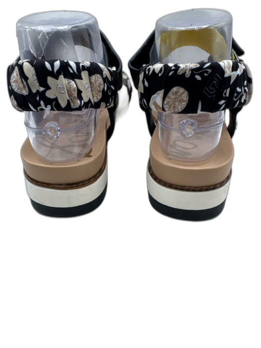 Sam Edelman Shoe Size 8 Black, Beige, White Leather Scrunch Detail Print Sandals Black, Beige, White / 8