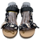 Sam Edelman Shoe Size 8 Black, Beige, White Leather Scrunch Detail Print Sandals Black, Beige, White / 8