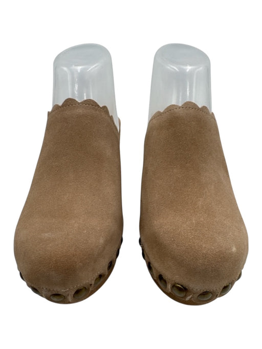 Chocolat Blu Shoe Size 8 Taupe Beige Suede Scallop Edge Studded Clog Mules Taupe Beige / 8