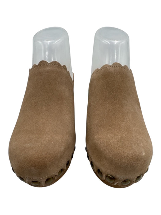 Chocolat Blu Shoe Size 8 Taupe Beige Suede Scallop Edge Studded Clog Mules Taupe Beige / 8