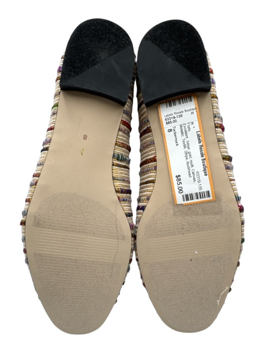 Tuckernuck Shoe Size 8 beige, gold, multi Canvas Metallic Textile Stripe Flats beige, gold, multi / 8