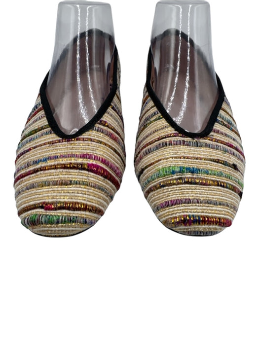 Tuckernuck Shoe Size 8 beige, gold, multi Canvas Metallic Textile Stripe Flats beige, gold, multi / 8