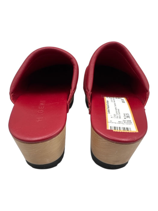 M. Gemi Shoe Size 38.5 Red Suede leather Studded Wood Sole Mule Clogs Red / 38.5