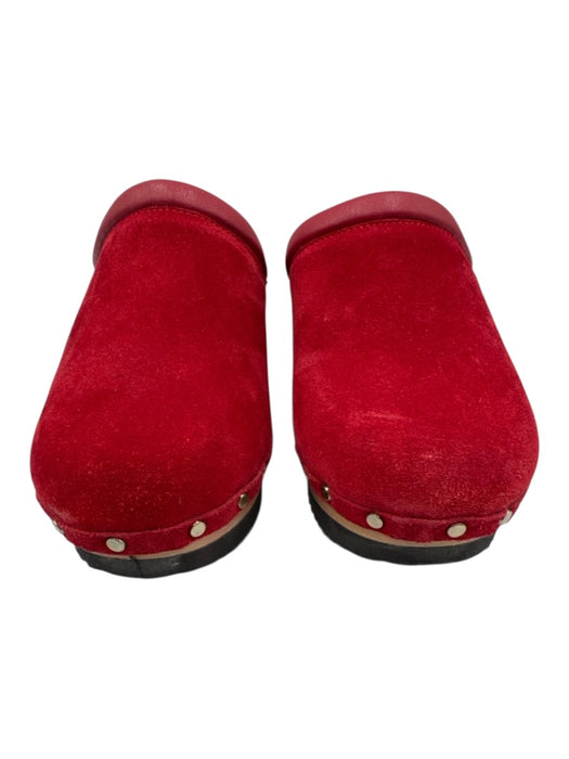 M. Gemi Shoe Size 38.5 Red Suede leather Studded Wood Sole Mule Clogs Red / 38.5