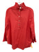 Tuckernuck Size S Coral Pink Cotton 1/2 Sleeve 1/4 Button Ruffle Mock Neck Top Coral Pink / S