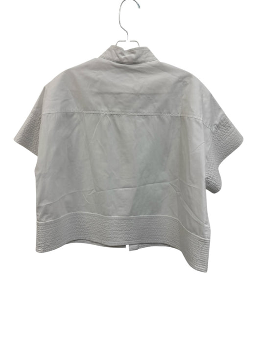 Tuckernuck Size S White Cotton stand collar Short Sleeve Buttons Crop Top White / S