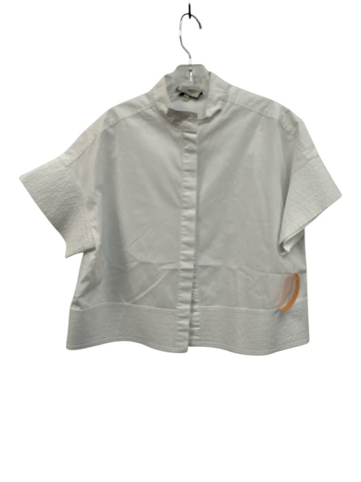 Tuckernuck Size S White Cotton stand collar Short Sleeve Buttons Crop Top White / S