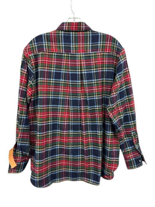 Sezane Size 36 Green, Blue, Red Cotton Flannel Plaid Long Sleeve Buttons Top Green, Blue, Red / 36