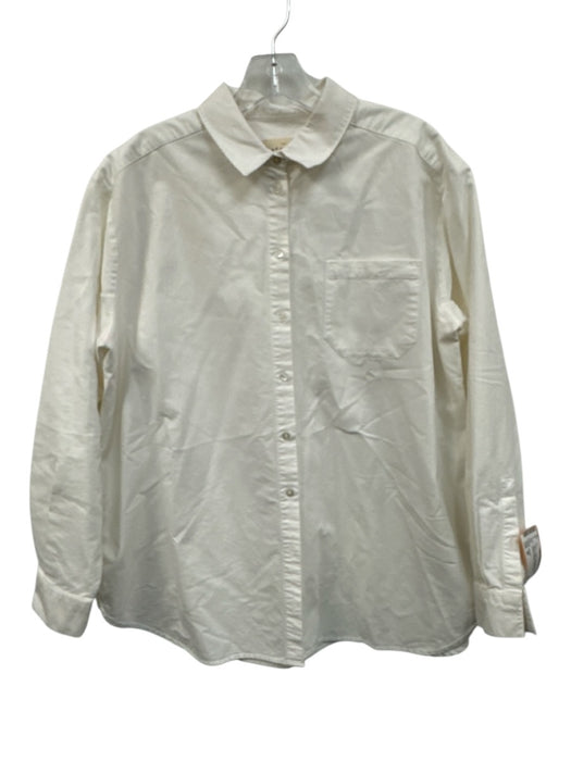Sezane Size 38 White Cotton Long Sleeve Collar Buttons Blouse Top White / 38
