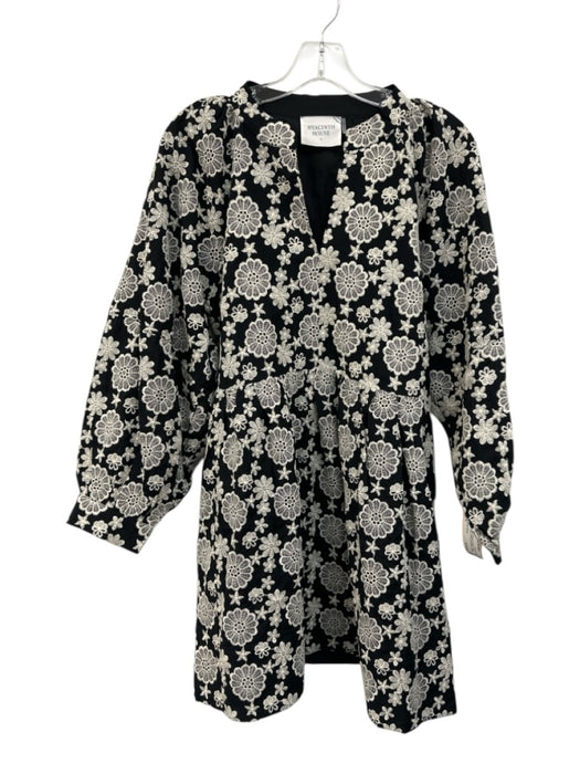Hyacinth House Size S Black & Cream Rayon & Nylon Long Balloon Sleeve Dress Black & Cream / S