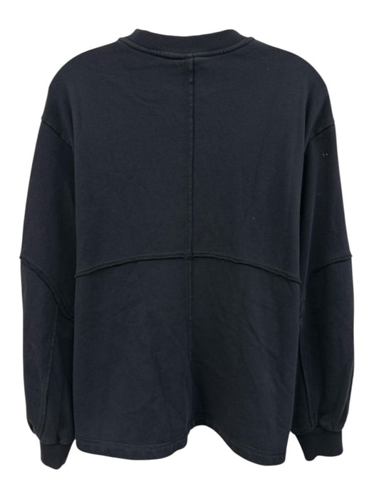 Sweaty Betty Size S Navy Cotton Ribbed Neck Paneled Long Sleeve Sweater Navy / S