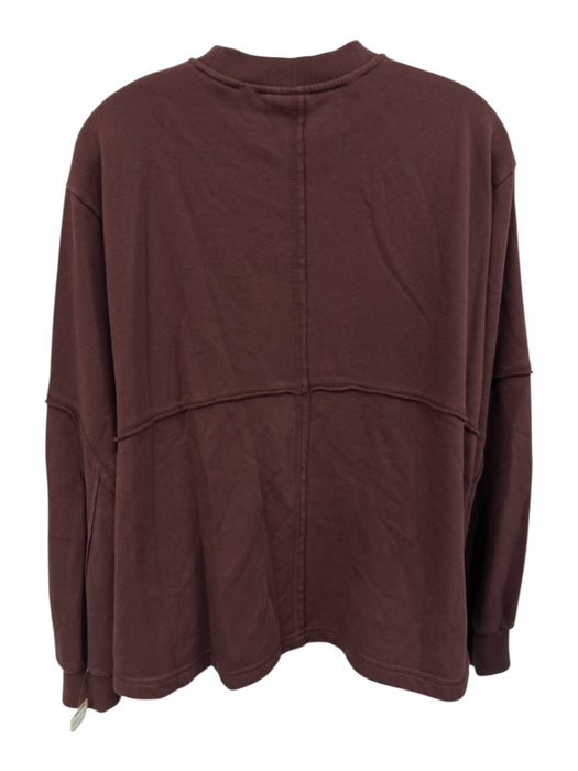 Sweaty Betty Size S Burgundy Cotton Ribbed Neck Paneled Long Sleeve Sweater Burgundy / S