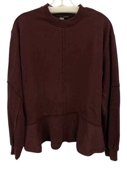 Sweaty Betty Size S Burgundy Cotton Ribbed Neck Paneled Long Sleeve Sweater Burgundy / S