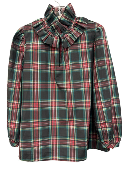 Tuckernuck Size S Green, Red, Black Polyester Long puff sleeve Tartan Plaid Top Green, Red, Black / S