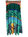 Oliphant Size M Green, Aqua & Gold Cotton Elastic Waist Metalic Threading Skirt Green, Aqua & Gold / M