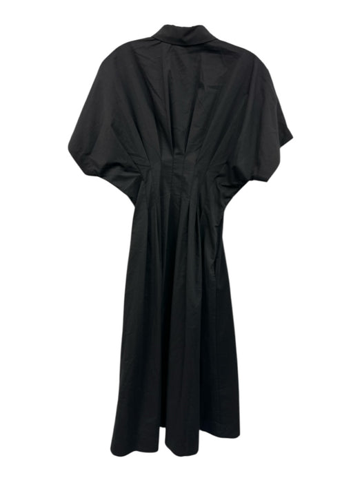 Exquise Size S Black Cotton & Polyester Short Sleeve Buttons Collar Midi Dress Black / S