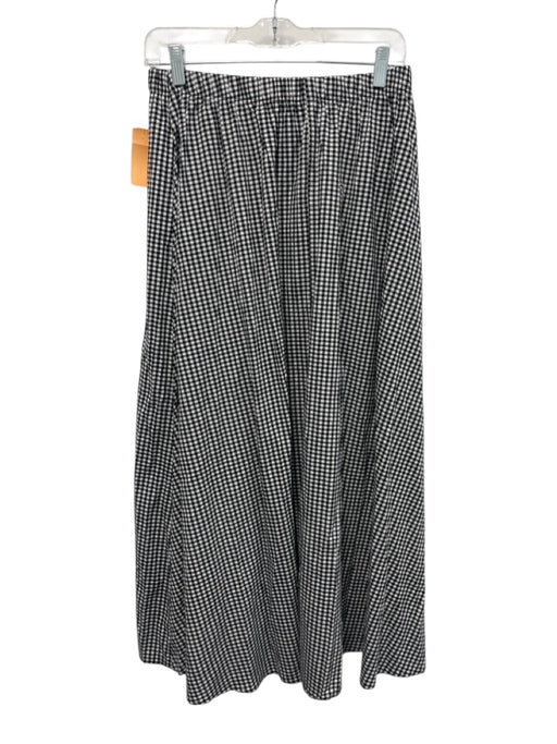 Le Bop Size M Black & White Cotton Checked Pockets Maxi Elastic Waist Skirt Black & White / M