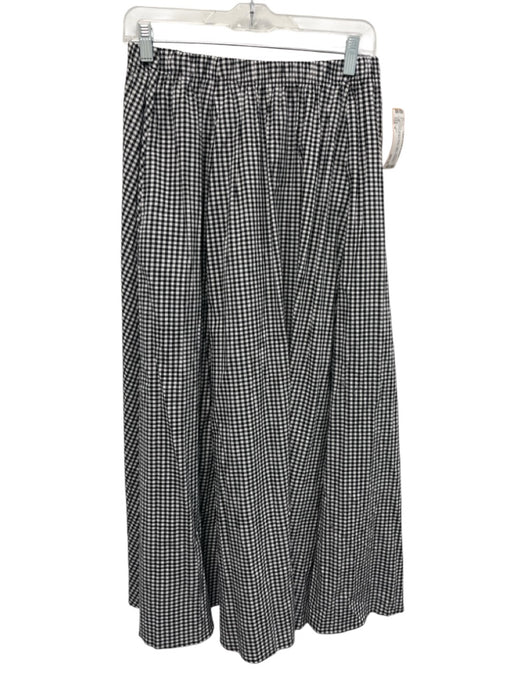 Le Bop Size M Black & White Cotton Checked Pockets Maxi Elastic Waist Skirt Black & White / M