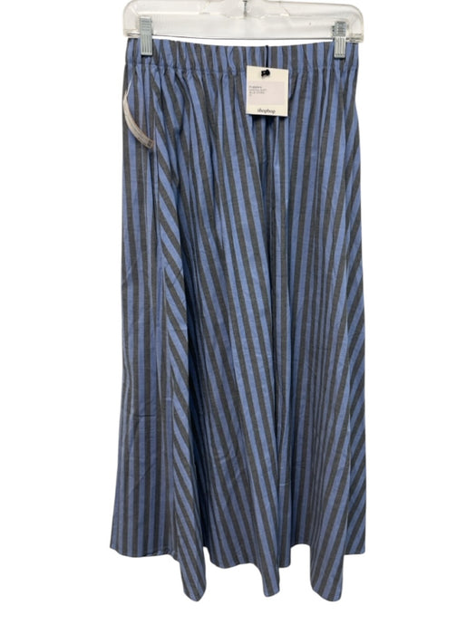 Le Bop Size M Blue & Black Cotton Vertical Stripes Elastic Waist Maxi Skirt Blue & Black / M
