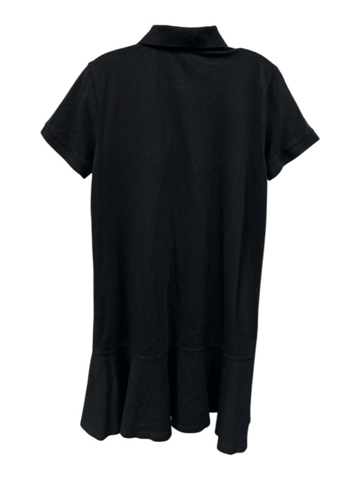 Tuckernuck Size M Black Cotton & Polyester Short Sleeve Collar 1/4 Button Dress Black / M