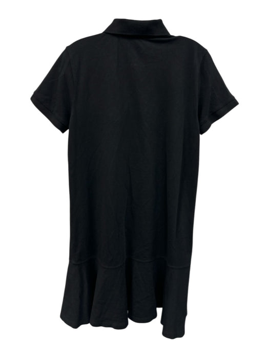 Tuckernuck Size M Black Cotton & Polyester Short Sleeve Collar 1/4 Button Dress Black / M