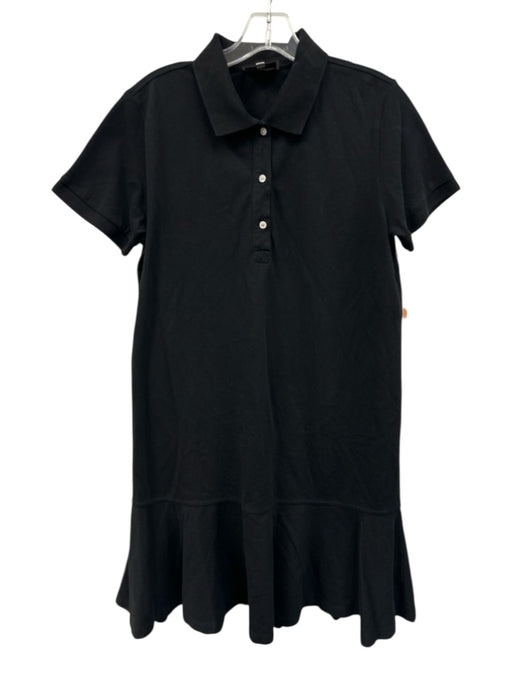 Tuckernuck Size M Black Cotton & Polyester Short Sleeve Collar 1/4 Button Dress Black / M