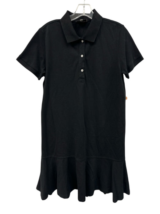 Tuckernuck Size M Black Cotton & Polyester Short Sleeve Collar 1/4 Button Dress Black / M