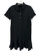 Tuckernuck Size M Black Cotton & Polyester Short Sleeve Collar 1/4 Button Dress Black / M