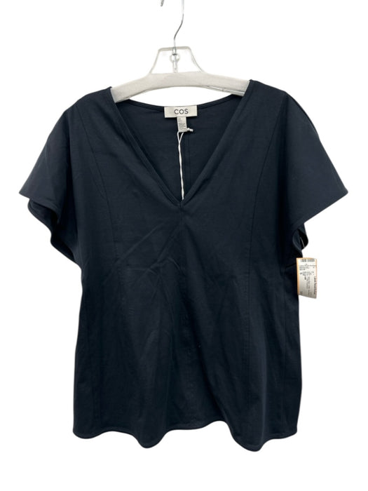 COS Size S Navy Blue Cotton Cap Sleeve V Neck T Shirt Top Navy Blue / S