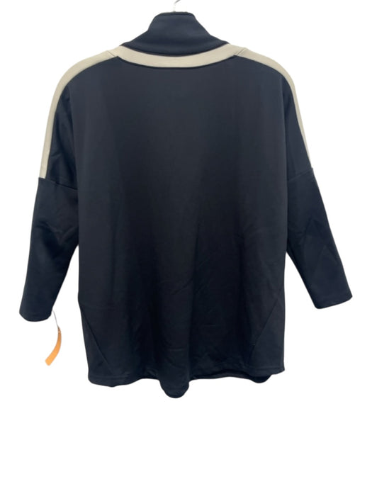 Tuckernuck Size XS Black & Cream Modal Blend Long Sleeve Side Stripe Zip Top Black & Cream / XS