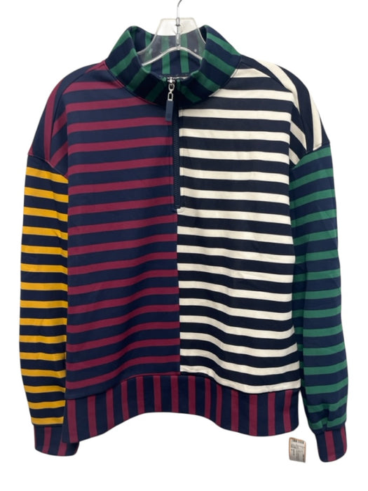 Addison Bay Size S Navy, Burgundy & Green Cotton Blend Long Sleeve Striped Top Navy, Burgundy & Green / S