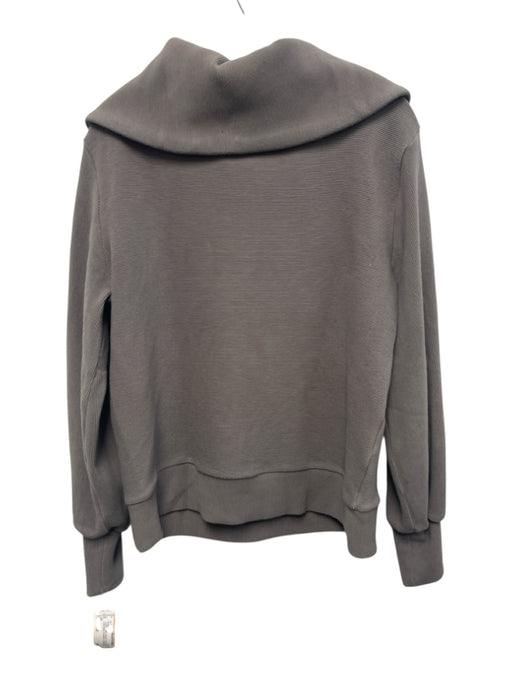 Varley Size Small Taupe Cotton Ribbed Long Sleeve Gold Zipper Sweatshirt Sweater Taupe / Small