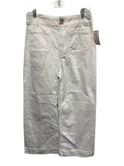 Maeve Size 29 White Cotton Denim Zip & Button Patch Pocket High Rise Jeans White / 29