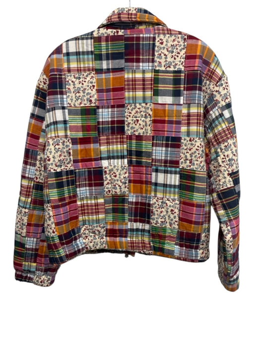 Avec Les Filles Size S Burgundy, Green & Multi Cotton Patchwork Zip Front Jacket Burgundy, Green & Multi / S