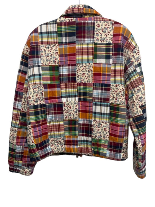 Avec Les Filles Size S Burgundy, Green & Multi Cotton Patchwork Zip Front Jacket Burgundy, Green & Multi / S