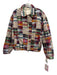 Avec Les Filles Size S Burgundy, Green & Multi Cotton Patchwork Zip Front Jacket Burgundy, Green & Multi / S