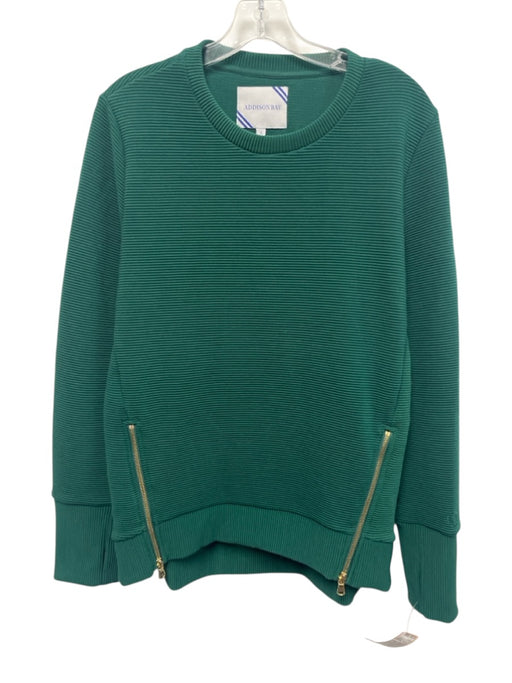 Addison Bay Size S Green Polyester Ribbed Long Sleeve Gold Zipper Sweater Green / S