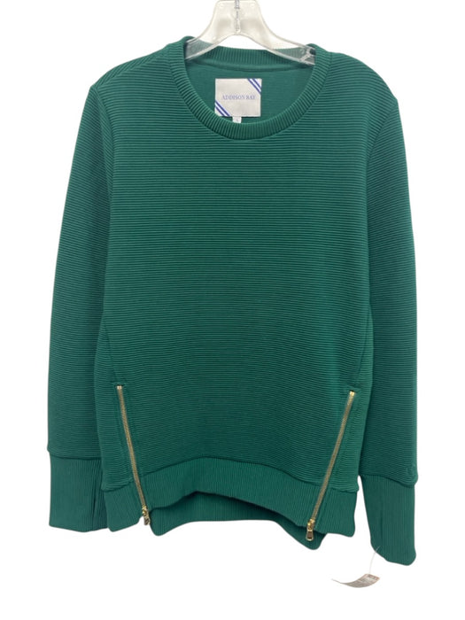Addison Bay Size S Green Polyester Ribbed Long Sleeve Gold Zipper Sweater Green / S