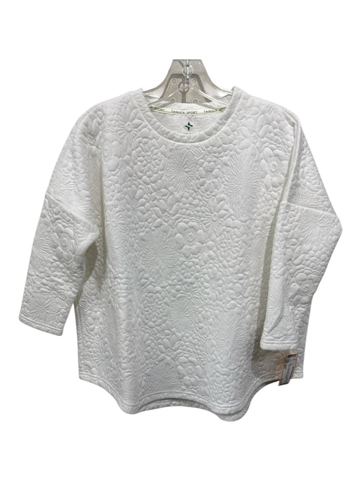 Tuckernuck Size XS/S White Polyester Blend 3/4 Sleeve Floral Quilted Top White / XS/S
