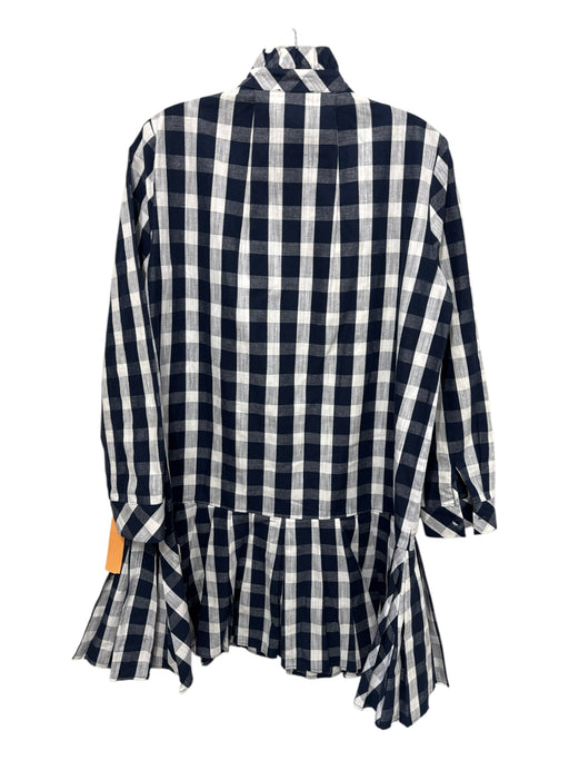 Tuckernuck Size S Navy & white COTTON & LINEN Long Sleeve Checkered Dress Navy & white / S