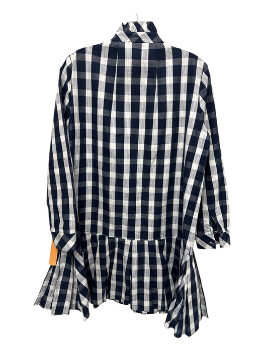 Tuckernuck Size S Navy & white COTTON & LINEN Long Sleeve Checkered Dress Navy & white / S