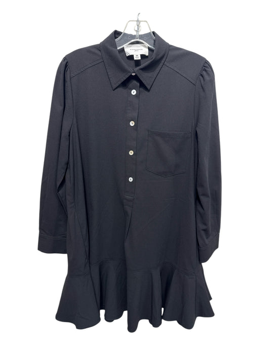 Pomander Place Size Medium Black Polyester Blend Long Sleeve 1/2 Button Dress Black / Medium