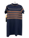 Tuckernuck Size Medium Navy, Brown & Cream Polyester Blend Rib Knit V Neck Dress Navy, Brown & Cream / Medium