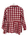 Pomander Place Size S Red & White Cotton Long Sleeve Checked Flare Top Red & White / S