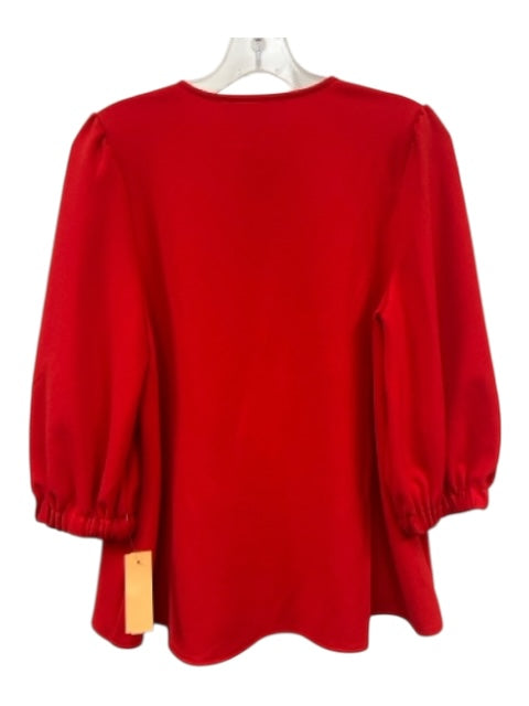 Pomander Place Size S Bright red Polyester Blend V Neck 1/2 Balloon Sleeve Top Bright red / S