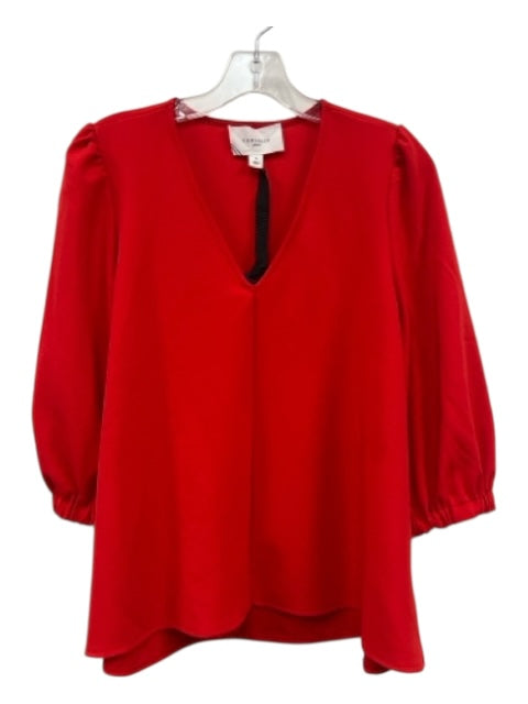 Pomander Place Size S Bright red Polyester Blend V Neck 1/2 Balloon Sleeve Top Bright red / S
