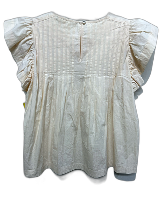 Marie Oliver Size S Cream Cotton Ruffle Cap Sleeve Pintuck Pleat Detail Top Cream / S