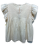 Marie Oliver Size S Cream Cotton Ruffle Cap Sleeve Pintuck Pleat Detail Top Cream / S