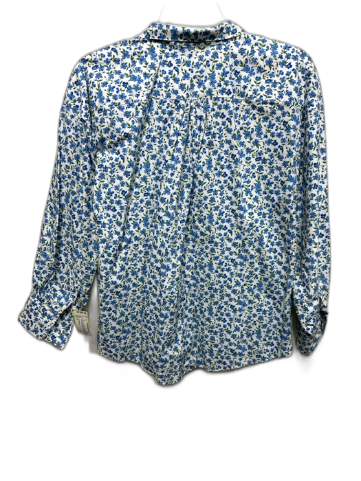 Ann Mashburn Size S Blue, Green, White Cotton Long Sleeve Floral Print Top Blue, Green, White / S